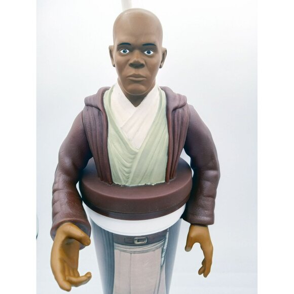 2 Mace Windu Star Wars Episode I Phantom Menace Fast Food Cups Tops Straw 1999 - Picture 4 of 15
